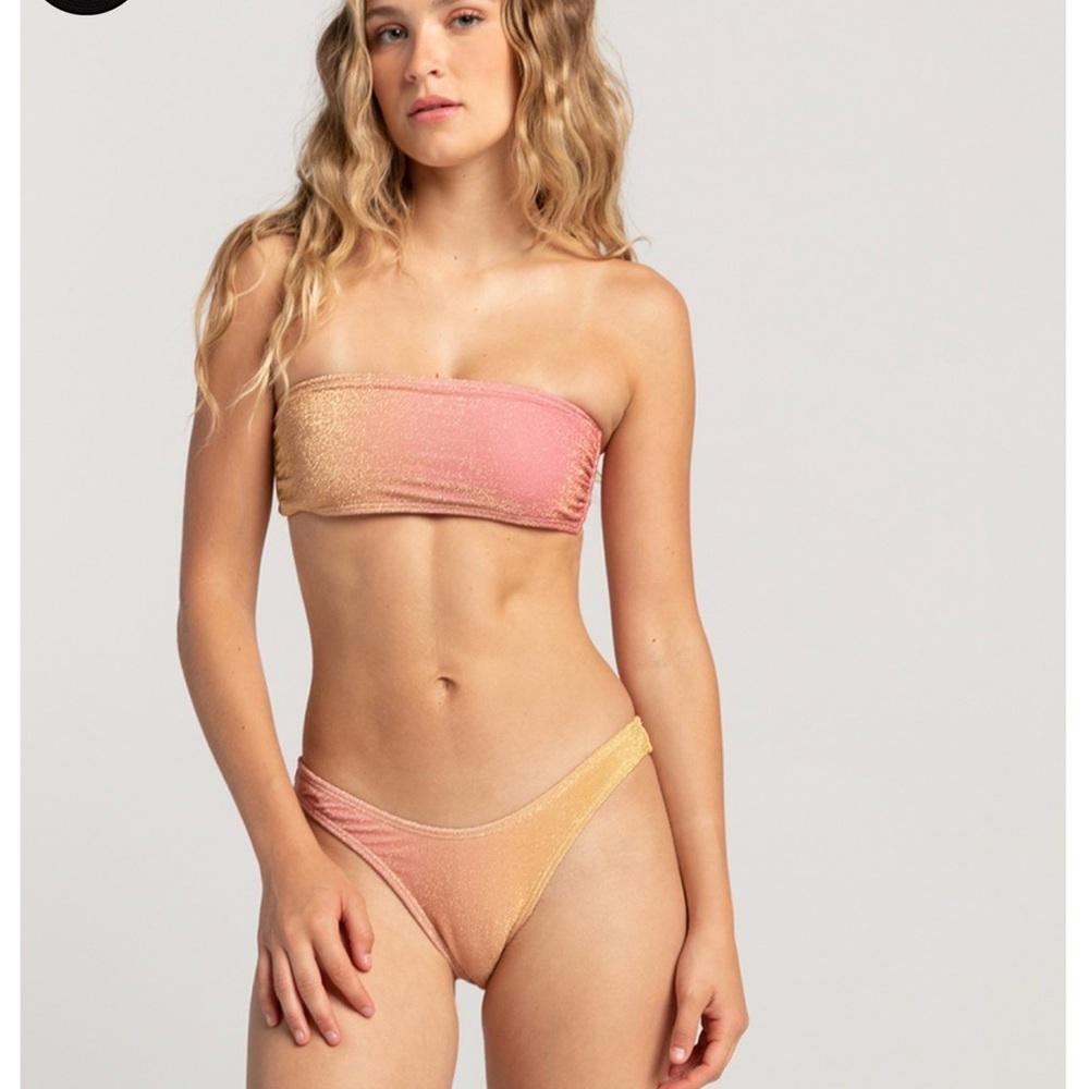Damsel Sunset Ombre Bandeau Bikini Set in Pink and Gold